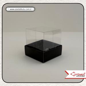 5x5x5 Altı Siyah Karton Üstü Asetat Kutu