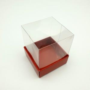 5x5x6 Altı Bordo Karton Üstü Asetat Kutu