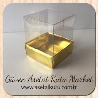 5x5x6 Altı Gold Metalize Karton Üstü Asetat Kutu