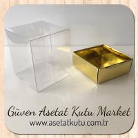 5x5x6 Altı Gold Metalize Karton Üstü Asetat Kutu
