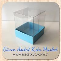 5x5x6 Altı Mavi Karton Üstü Asetat Kutu