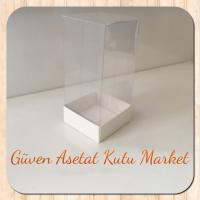 5x5x8 Altı Beyaz Karton Üstü Asetat Kutu
