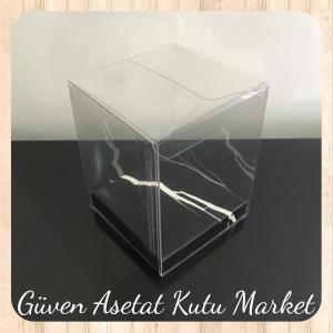 5x5x8 Altı Siyah Mermer Desen İç Yükseltici Karton Üstü Otomatik Kutu