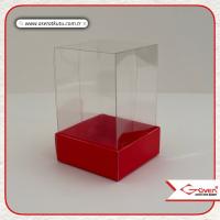 5x5x8 Altı Kırmızı Karton Üstü Asetat Kutu