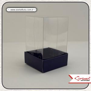 5x5x8 Altı Lacivert Karton Üstü Asetat Kutu
