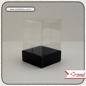 5x5x8 Altı Siyah Karton Üstü Asetat Kutu