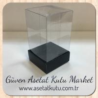 5x5x9 Altı Siyah Karton Üstü Asetat Kutu