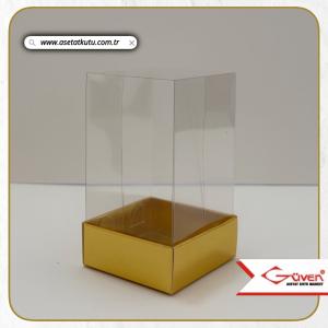 5x5x9 Altı Gold Metalize Karton Üstü Asetat Kutu