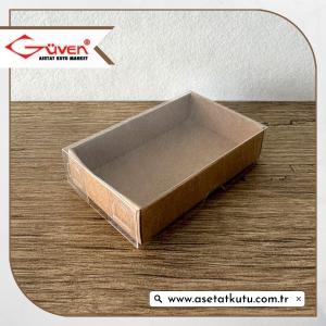 5x8x2 Altı Kraft Karton Üstü Asetat Kutu 