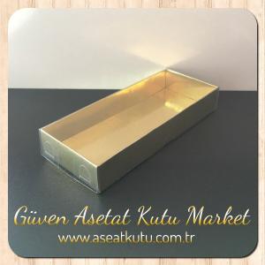 6.5x16x2.5 Altı Gold Metalize Karton Üstü Asetat Kutu