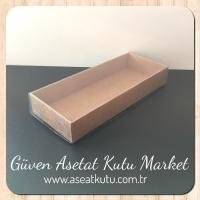 6.5x16x2.5 Altı Kraft Karton Üstü Asetat Kutu