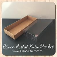 6.5x16x2.5 Altı Kraft Karton Üstü Asetat Kutu
