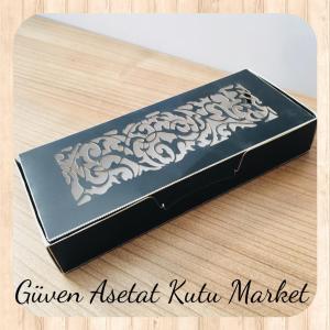 6.5x16x2.5 Siyah Karton Üzerine Saray Desenli, Lazer Kesim Kutu