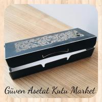 6.5x16x2.5 Siyah Karton Üzerine Saray Desenli, Lazer Kesim Kutu