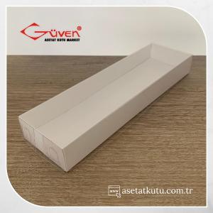 6.5x20.5x2.5 Altı Beyaz Karton Üstü Asetat Kutu