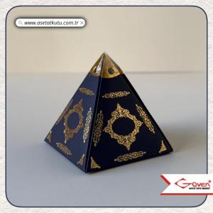 6.5x6.5x7 Lacivert Piramit Kutu (Gold Saray Desen)