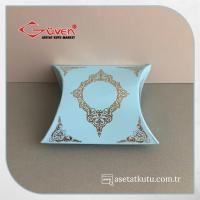 6x6.5x2 Mavi Üzeri Gold Saray Desenli Japon Yastığı Kutu