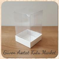 6x6x10 Altı Beyaz Karton Üstü Asetat Kutu