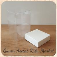 6x6x10 Altı Beyaz Karton Üstü Asetat Kutu