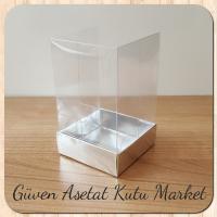 6x6x10 Altı Gümüş Metalize Karton Üstü Asetat Kutu