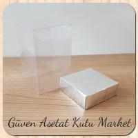 6x6x10 Altı Gümüş Metalize Karton Üstü Asetat Kutu