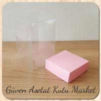 6x6x10 Altı Pembe Karton Üstü Asetat Kutu