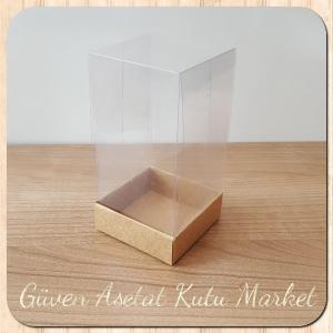 6x6x12 Altı Kraft Karton Üstü Asetat Kutu
