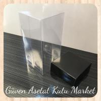 6x6x12 Altı Siyah  Karton Üstü Asetat Kutu