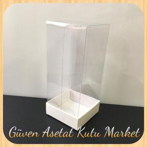 6x6x14 Asetat, Tek Taraflı Beyaz Karton Kutu