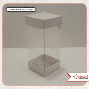 6x6x14 Asetat, Çift Taraflı Beyaz Karton Kutu