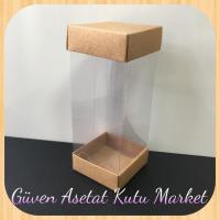 6x6x15.5 Asetat, Çift Taraflı Kraft Kutu