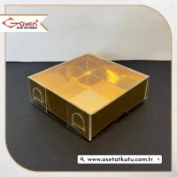 6x6x2.5 Altı Gold Metalize Karton Üstü Asetat Kutu [Dıştan Kapanan]