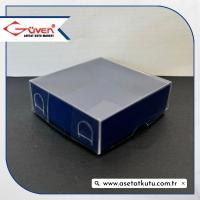6x6x2.5 Altı Lacivert Karton Üstü Asetat Kutu [Dıştan Kapanan]
