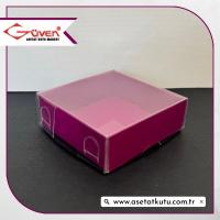 6x6x2.5 Altı Mor Karton Üstü Asetat Kutu [Dıştan Kapanan]
