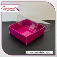6x6x2.5 Altı Mor Karton Üstü Asetat Kutu [Dıştan Kapanan]