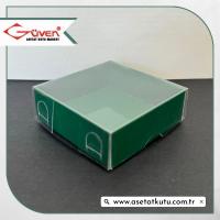6x6x2.5 Altı Yeşil Karton Üstü Asetat Kutu [Dıştan Kapanan]