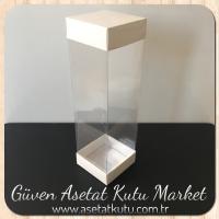 6x6x21 Asetat, Çift Taraflı Beyaz Karton Kutu