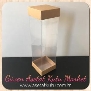 6x6x21 Asetat, Çift Taraflı Kraft Karton Kutu