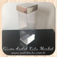 6x6x21 Asetat Çift Taraflı Gümüş Kutu