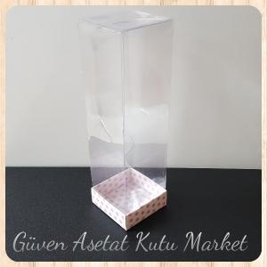 6x6x21 Pembe Puantiyeli Karton Kutu