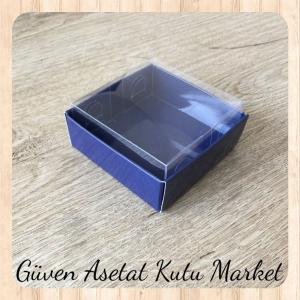 6x6x3.5 Altı Lacivert Karton Üstü Asetat Kutu
