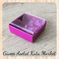 6x6x3.5 Altı Mor Karton Üstü Asetat Kutu