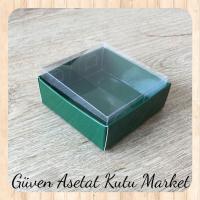 6x6x3.5 Altı Yeşil Karton Üstü Asetat Kutu