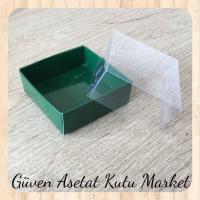 6x6x3.5 Altı Yeşil Karton Üstü Asetat Kutu