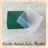 6x6x3.5 Altı Yeşil Karton Üstü Asetat Kutu