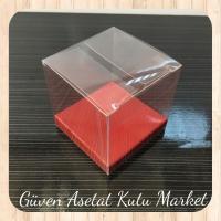 6x6x6 Altı Bordo İç Yükseltici Karton Üstü Otomatik Kutu