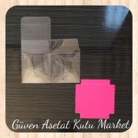 6x6x6 Altı Fuşya İç Yükseltici Karton Üstü Asetat Kutu