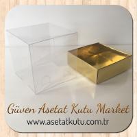 6x6x6 Altı Gold Metalize Karton Üstü Asetat Kutu