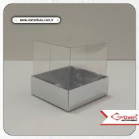 6x6x6 Altı Gümüş Metalize Karton Üstü Asetat Kutu