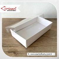 7x13x3 Altı Beyaz Karton Üstü Asetat Kutu